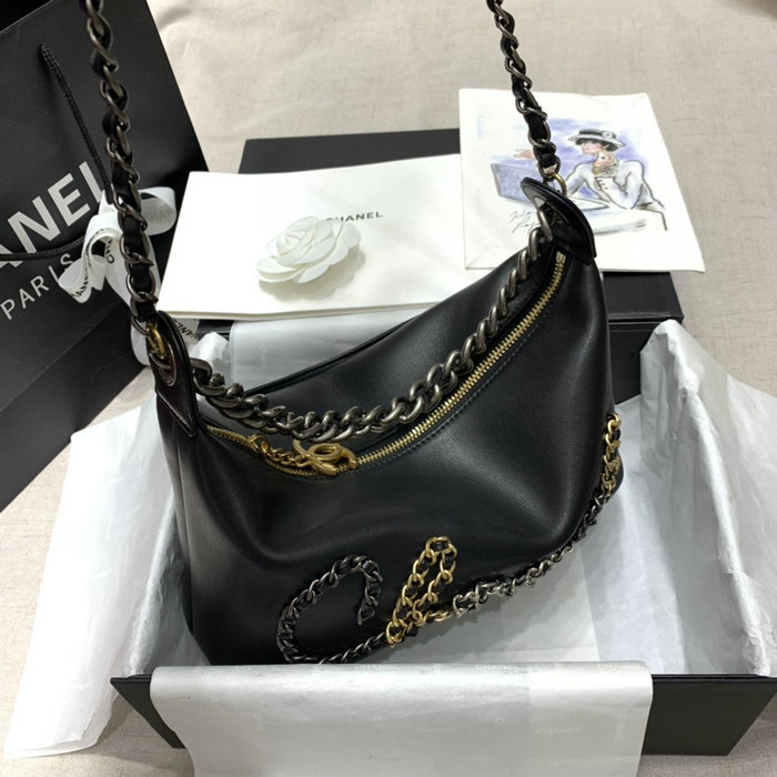 Chanel Calfskin Shoulder Bag Black AS02011