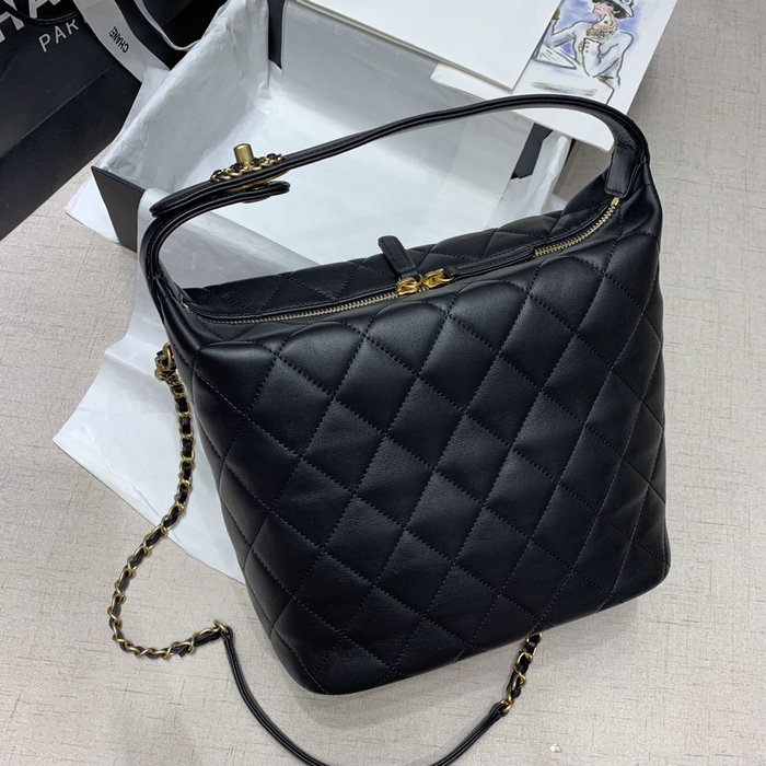 Chanel Calfskin Shoulder Bag Black AS02012