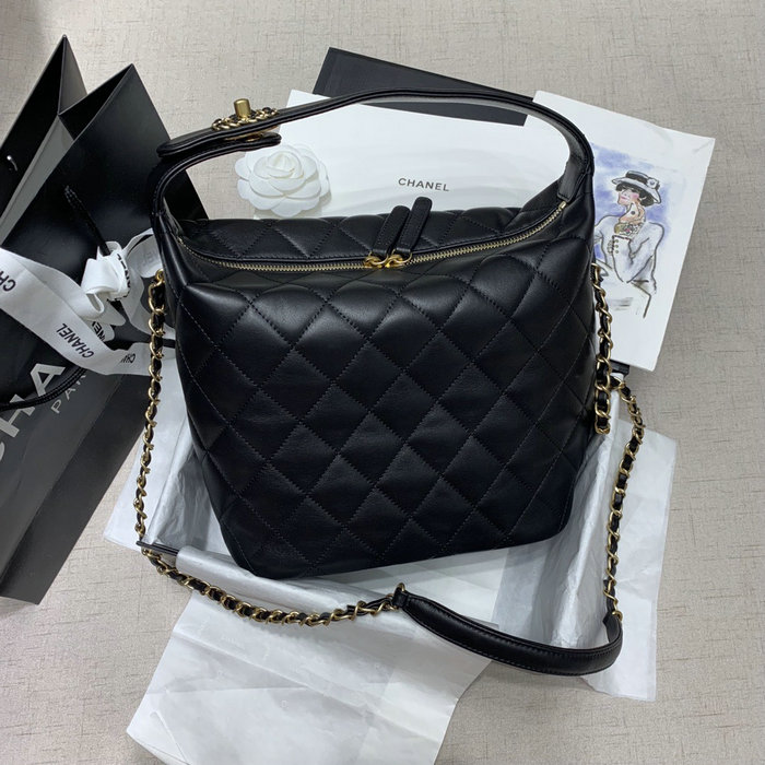 Chanel Calfskin Shoulder Bag Black AS02012