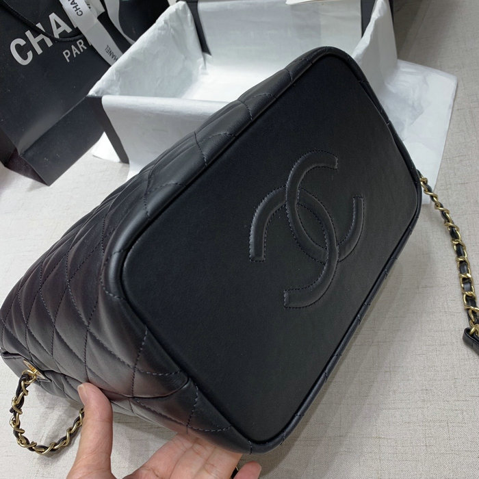 Chanel Calfskin Shoulder Bag Black AS02012