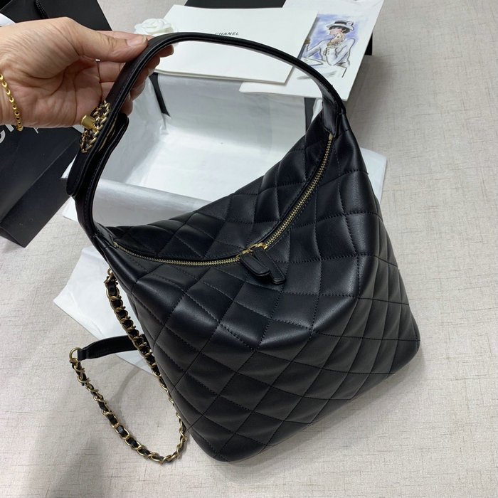 Chanel Calfskin Shoulder Bag Black AS02012