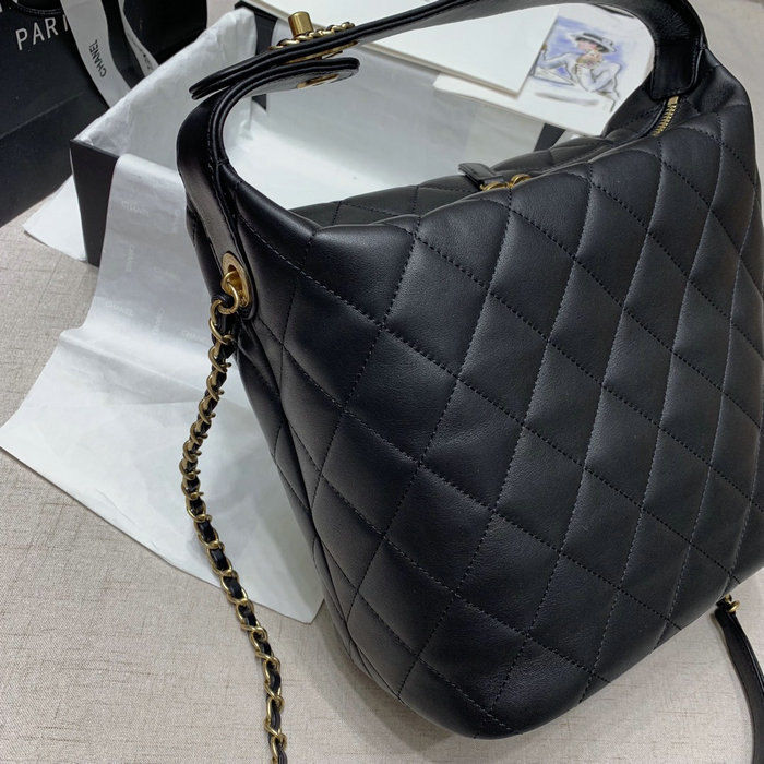 Chanel Calfskin Shoulder Bag Black AS02012