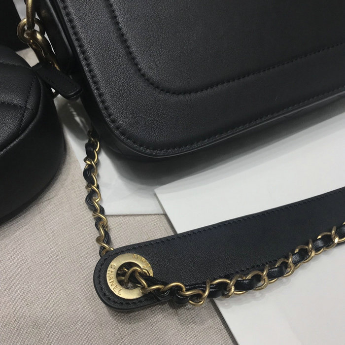 Chanel Calfskin Shoulder Bag Black AS02014