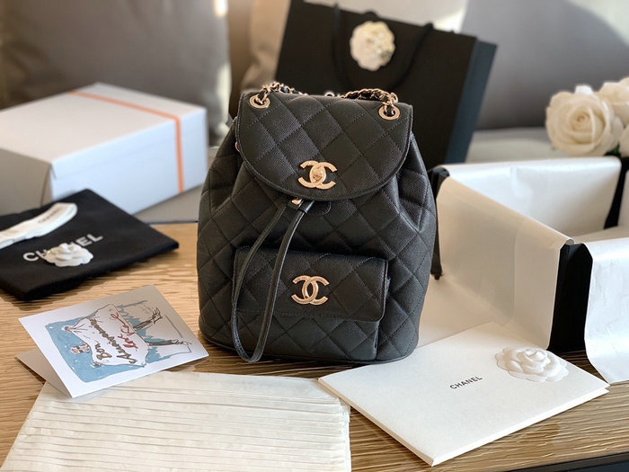 Chanel Grained Calfskin Backpack Black AS1371