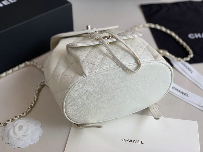 Chanel Grained Calfskin Backpack White AS1371