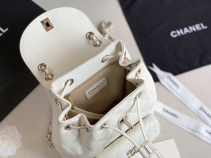 Chanel Grained Calfskin Backpack White AS1371