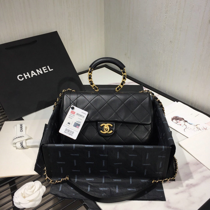 Chanel Lambskin Flap Bag Black AS1358