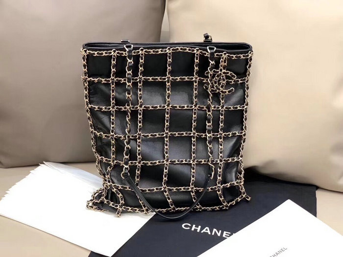 Chanel Lambskin Shopping Bag Black AS1383