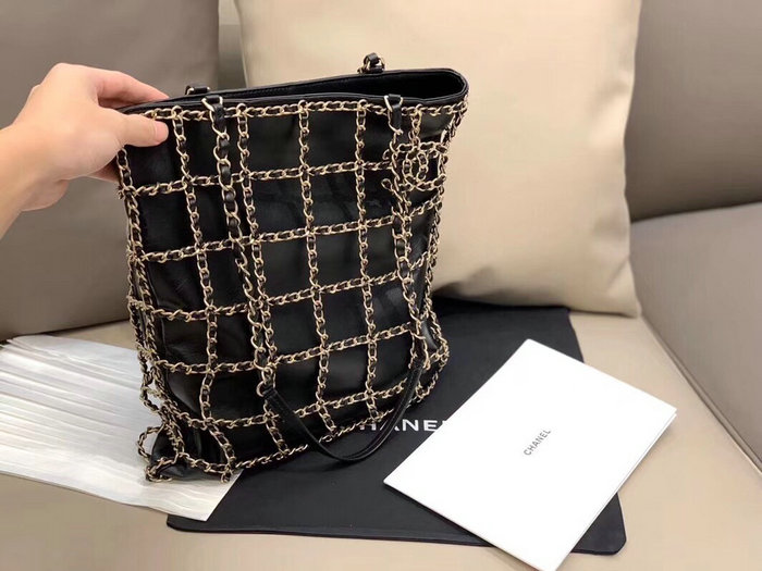 Chanel Lambskin Shopping Bag Black AS1383