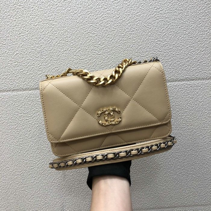 Chanel Lambskin Flap Chain Wallet Beige A15011