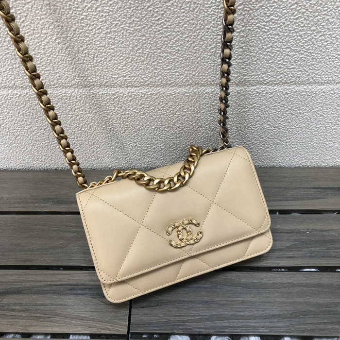 Chanel Lambskin Flap Chain Wallet Beige A15011