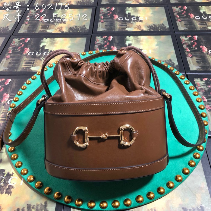 Gucci 1955 Horsebit Bucket Bag Brown 602118