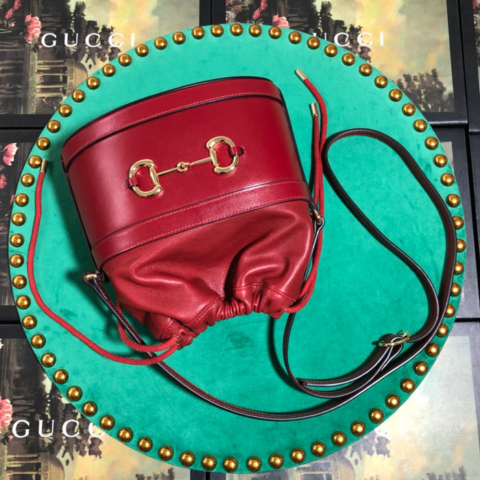 Gucci 1955 Horsebit Bucket Bag Red 602118