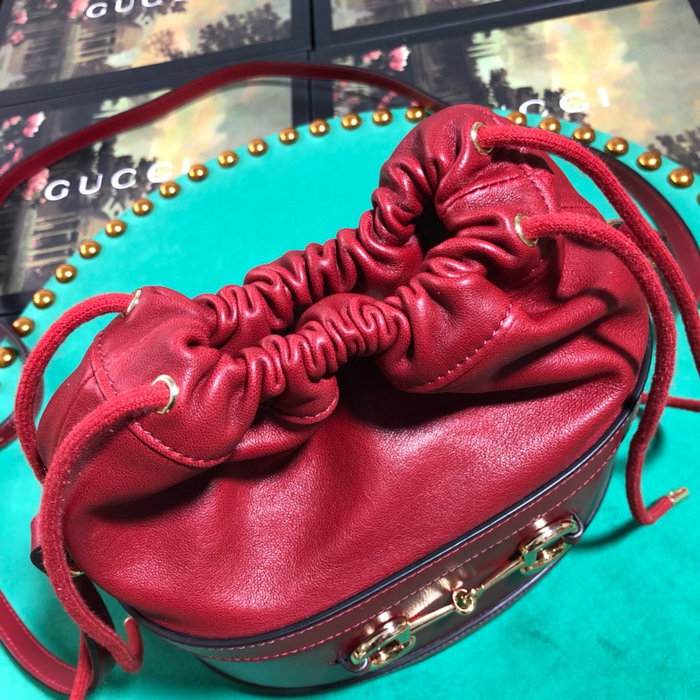 Gucci 1955 Horsebit Bucket Bag Red 602118