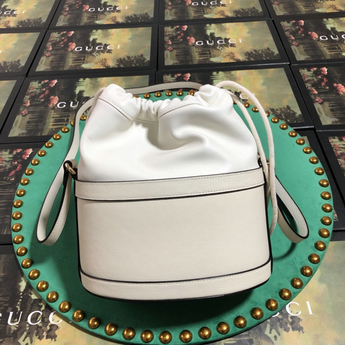 Gucci 1955 Horsebit Bucket Bag White 602118