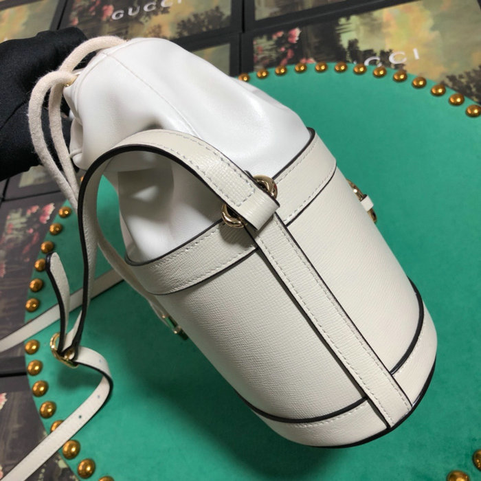 Gucci 1955 Horsebit Bucket Bag White 602118