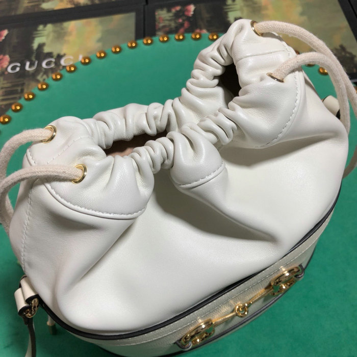 Gucci 1955 Horsebit Bucket Bag White 602118