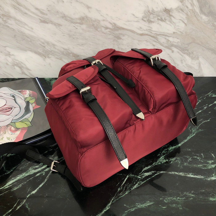 Prada Nylon Backpack Burgundy 1BZ063