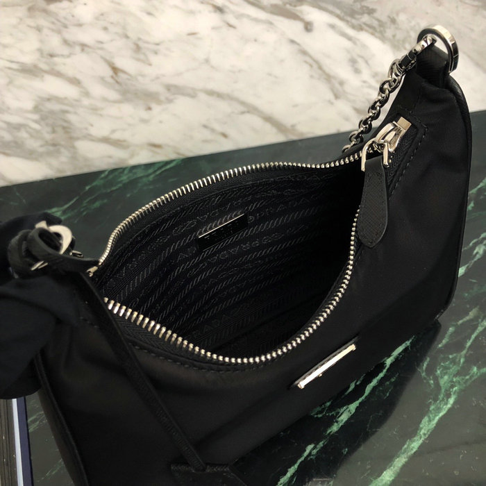 Prada Nylon Hobo Bag Black 1BH204