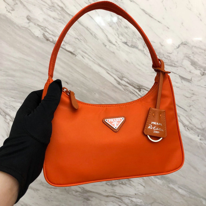 Prada Nylon Hobo Bag Orange 1NE515