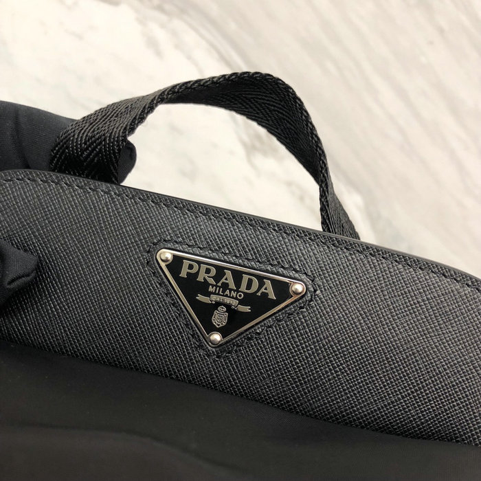 Prada Nylon and Saffiano Leather Backpack Black 1BZ069