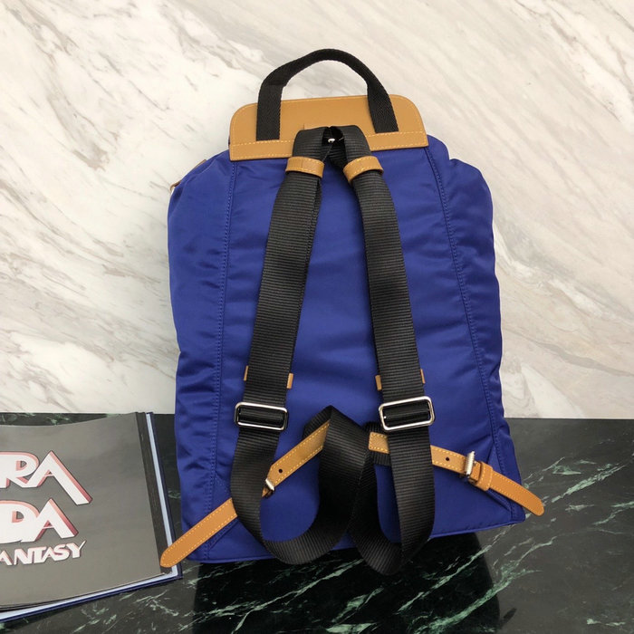 Prada Nylon and Saffiano Leather Backpack Blue 1BZ069