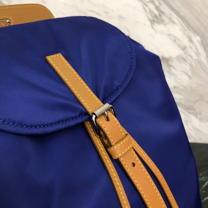 Prada Nylon and Saffiano Leather Backpack Blue 1BZ069