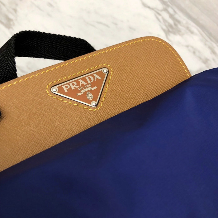 Prada Nylon and Saffiano Leather Backpack Blue 1BZ069