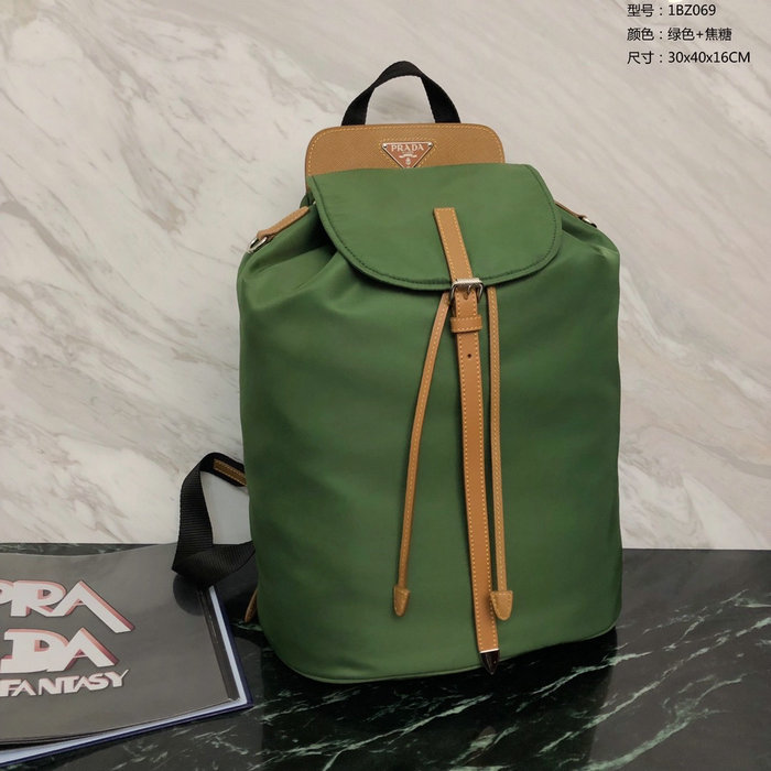 Prada Nylon and Saffiano Leather Backpack Green 1BZ069