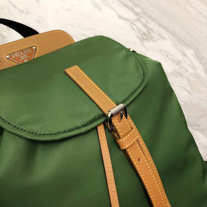 Prada Nylon and Saffiano Leather Backpack Green 1BZ069