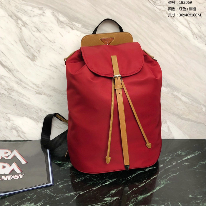 Prada Nylon and Saffiano Leather Backpack Red 1BZ069