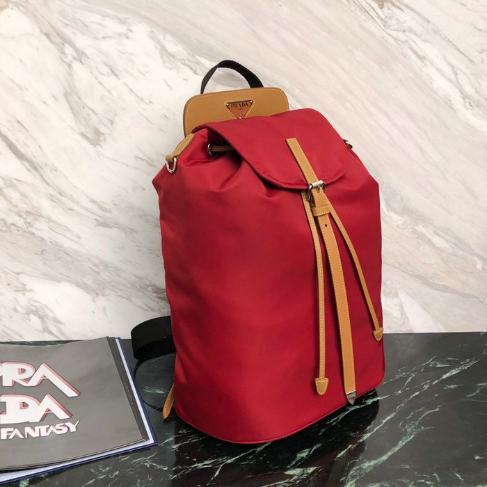 Prada Nylon and Saffiano Leather Backpack Red 1BZ069