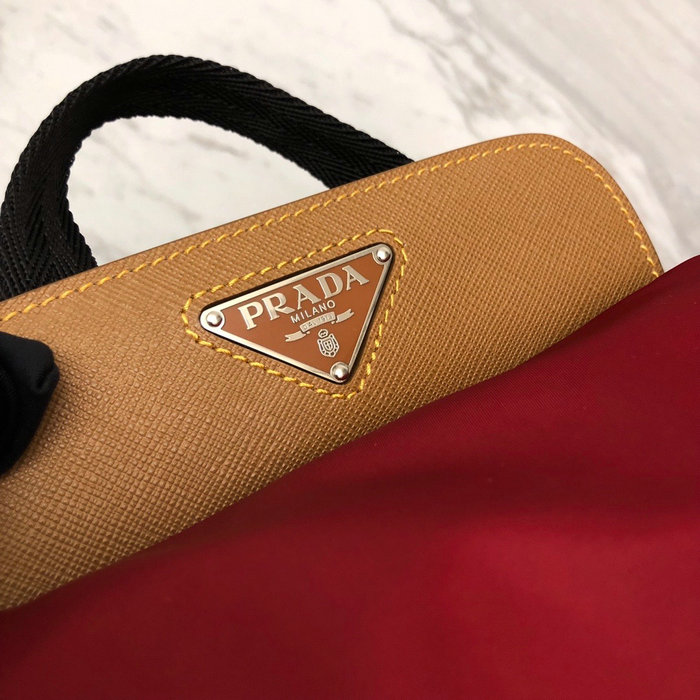 Prada Nylon and Saffiano Leather Backpack Red 1BZ069