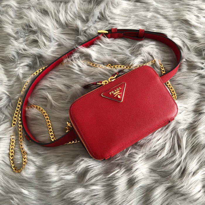 Prada Odette Saffiano Leather Belt Bag Red 1BL019