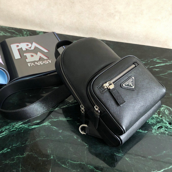 Prada Saffiano One Shoulder Backpack Black 2VZ031