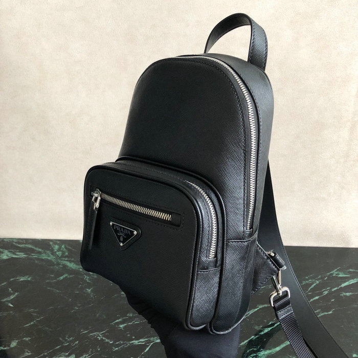 Prada Saffiano One Shoulder Backpack Black 2VZ031