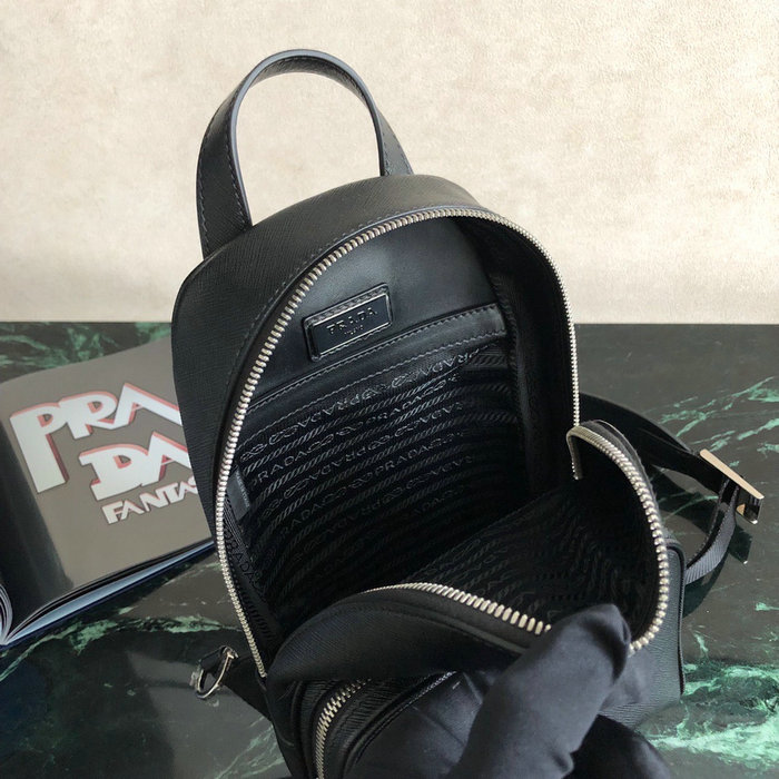 Prada Saffiano One Shoulder Backpack Black 2VZ031