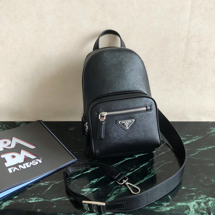 Prada Saffiano One Shoulder Backpack Black 2VZ031