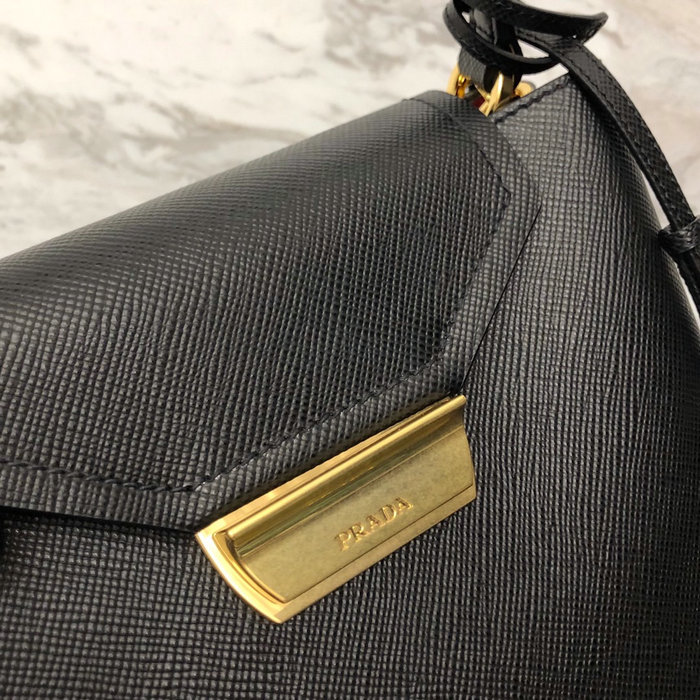 Prada Saffiano Top Handle Bag Black 1BN012