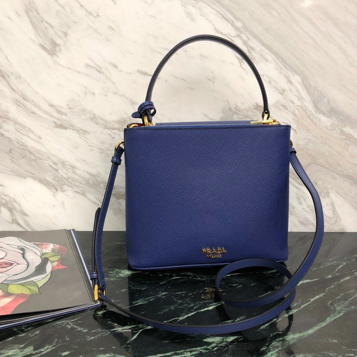 Prada Saffiano Top Handle Bag Blue 1BN012