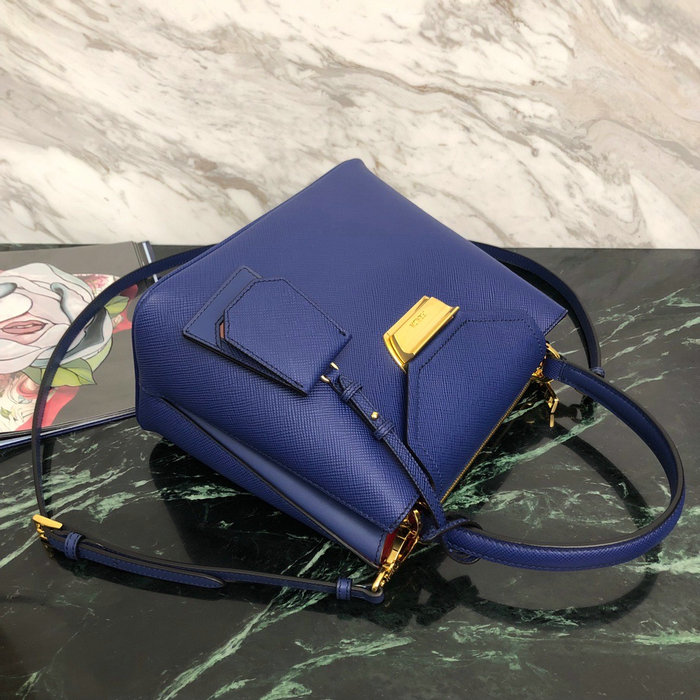 Prada Saffiano Top Handle Bag Blue 1BN012