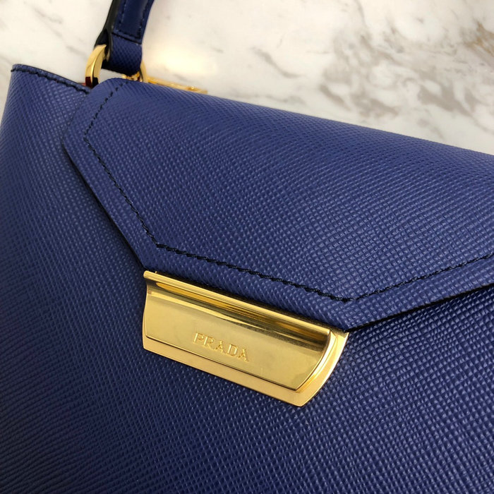 Prada Saffiano Top Handle Bag Blue 1BN012