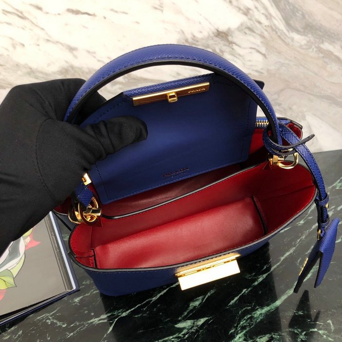 Prada Saffiano Top Handle Bag Blue 1BN012