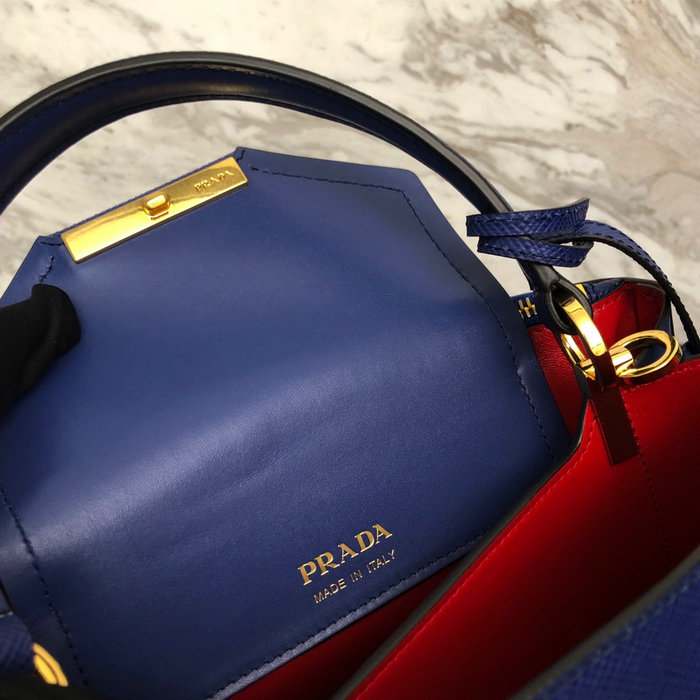 Prada Saffiano Top Handle Bag Blue 1BN012