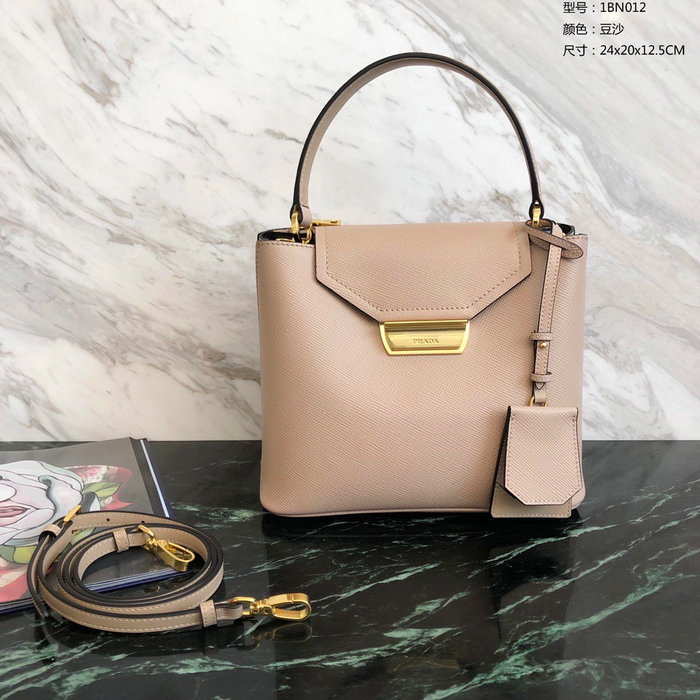 Prada Saffiano Top Handle Bag Nude 1BN012