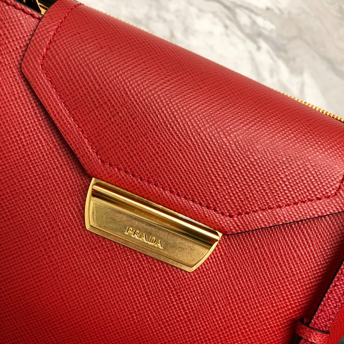 Prada Saffiano Top Handle Bag Red 1BN012