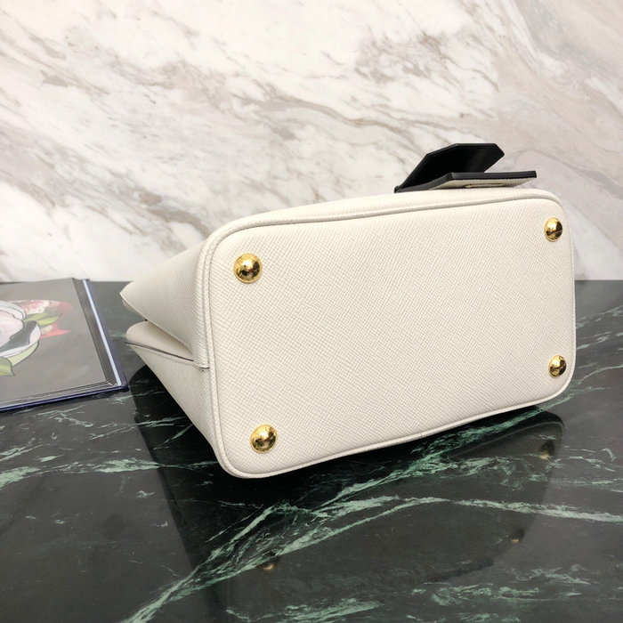 Prada Saffiano Top Handle Bag White 1BN012