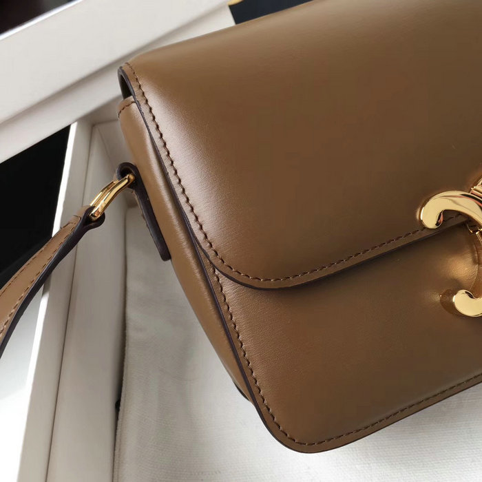 Celine Medium Triomphe Bag in Shiny Calfskin Brown C03081