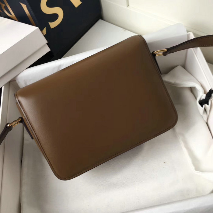 Celine Medium Triomphe Bag in Shiny Calfskin Brown C03081