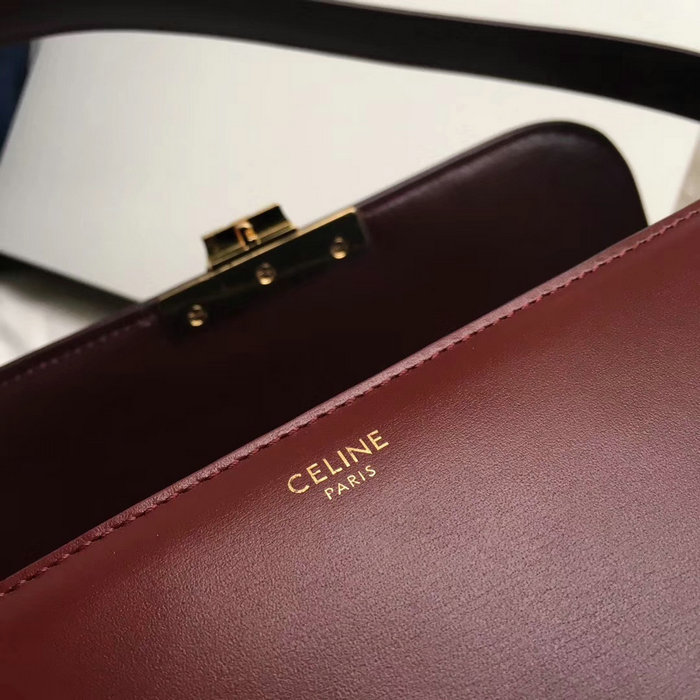 Celine Medium Triomphe Bag in Shiny Calfskin Burgundy C03081